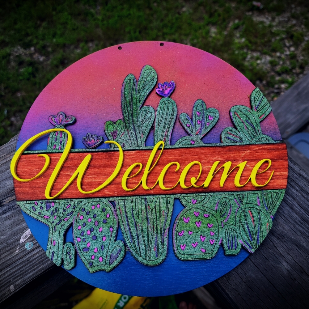 Welcome Cactus Round